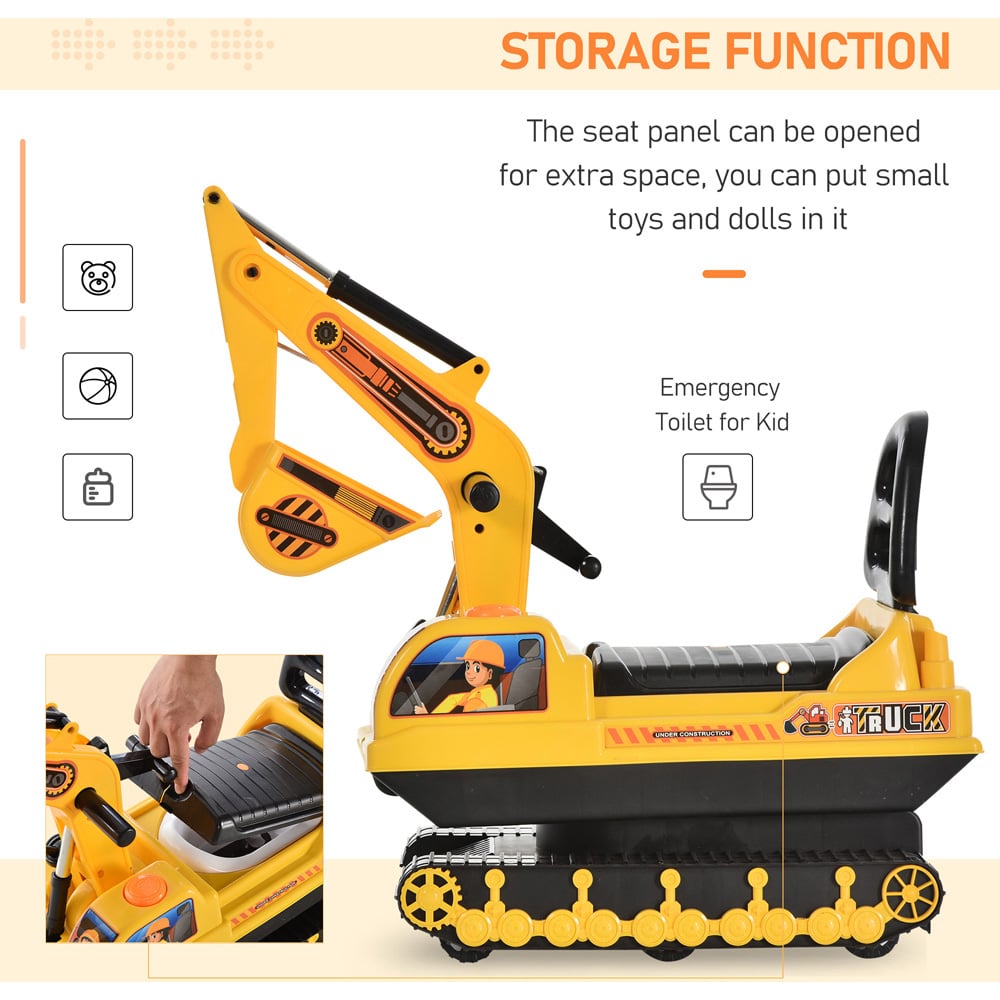 Tommy Toys Kids Ride On Excavator Tractor Yellow Image 3