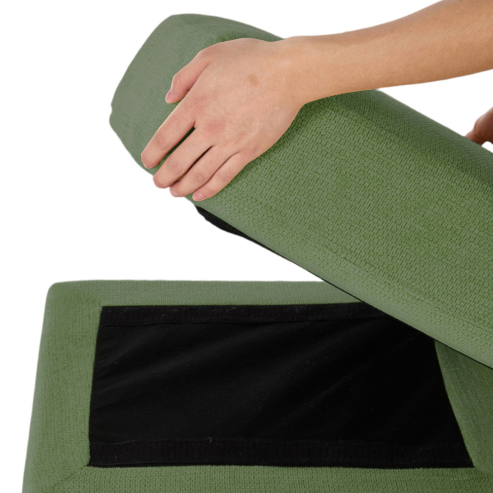 Living and Home Green Chenille Pushback Recliner Chair with Footstool Image 7