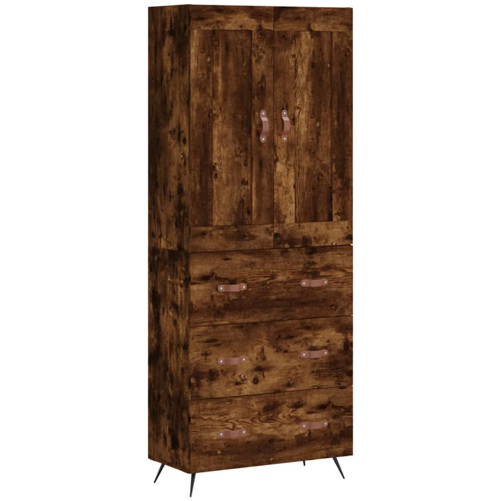 vidaXL 2 Door 3 Drawer Smoked Oak Highboard Image 2