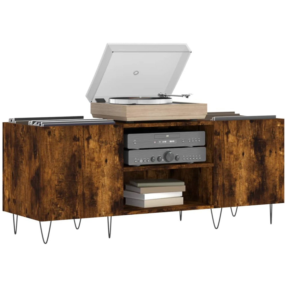 vidaXL 2 Shelf Smoked Oak Record Cabinet Image 3