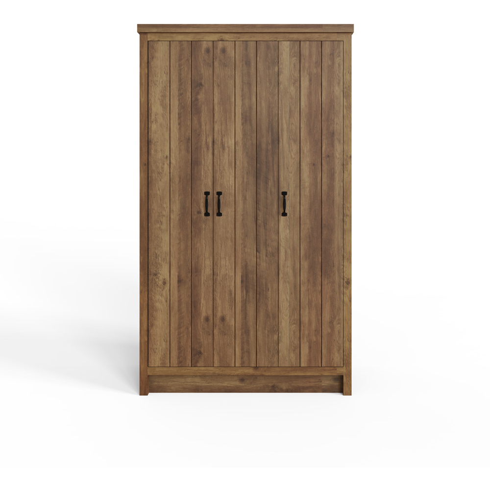 GFW Boston 3 Door Knotty Oak Wood Wardrobe Image 4