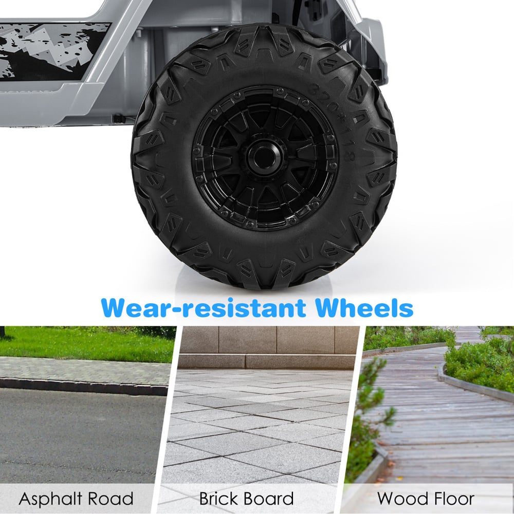 Costway Kids Grey Ride On Truck with 2.4G Remote Control and Music 12V Image 4