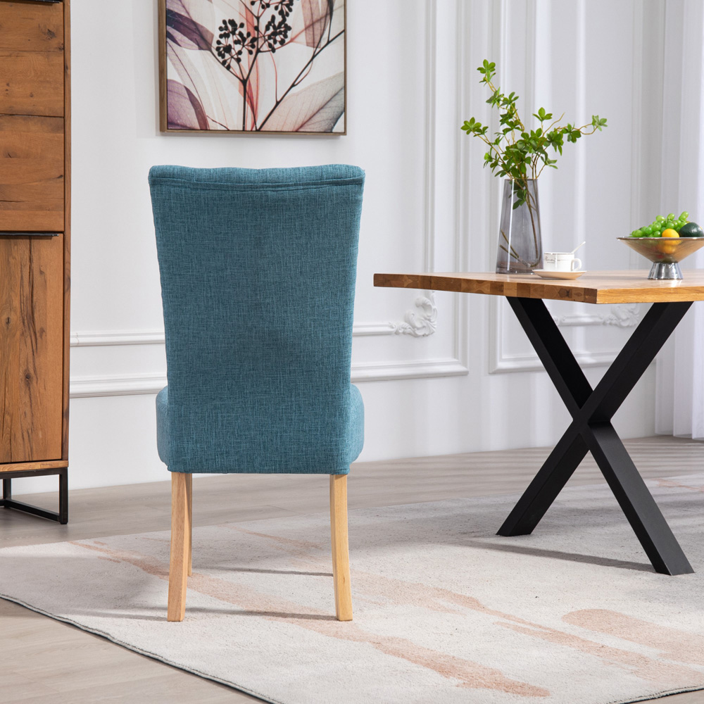 Artemis Home Carrara Set of 2 Teal Pienza Fabric Dining Chairs Image 6