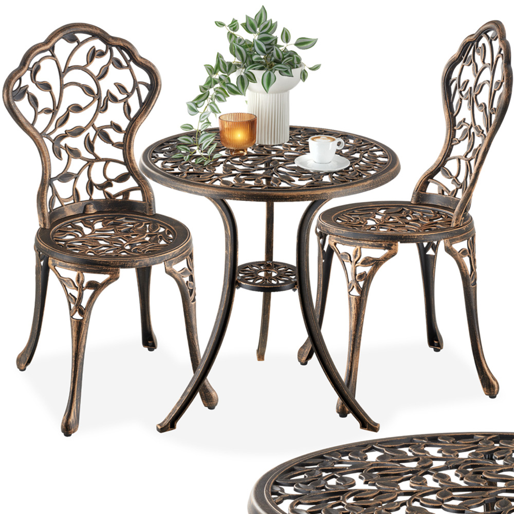 tectake 2 Seater Vintage Bronze Look Garden Furniture Set Image 2