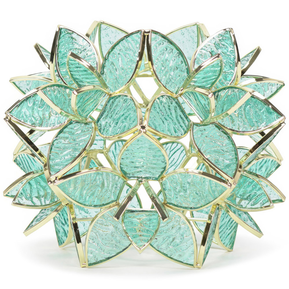 ValueLights Reine Aqua Flower Glass Pendant Lamp Shade Image 1