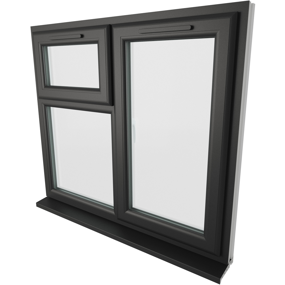 Crystal Black and White RH Side Hung and Top Opener Clear Triple Glazed Window 1190 x 1190mm Image 4
