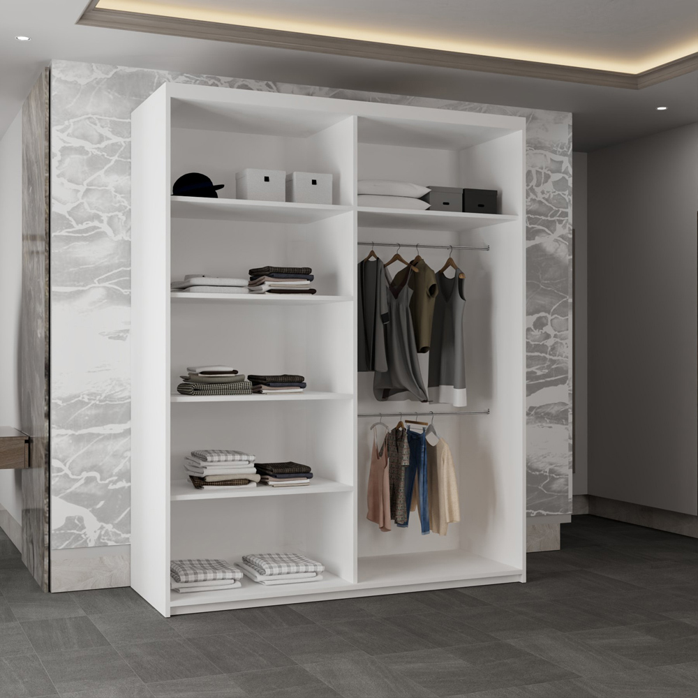 Sliding Wardrobes 4U Moon 2 Door White Mirrored Wardrobe 150cm Image 3