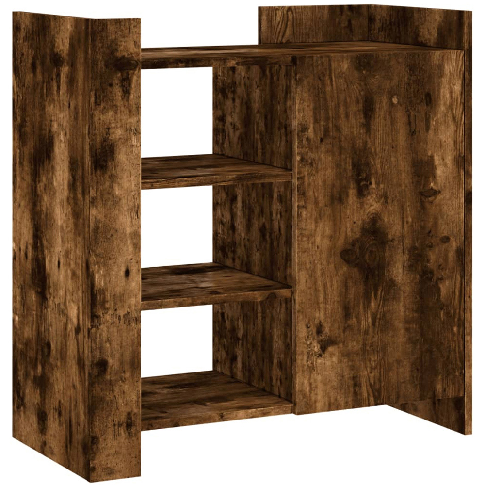 vidaXL Single Door 3 Shelf Smoked Oak Sideboard Image 2