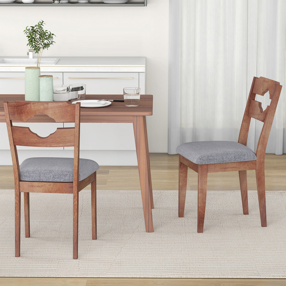 Costway Set of 2 Brown Fabric Dining Chairs Image 3