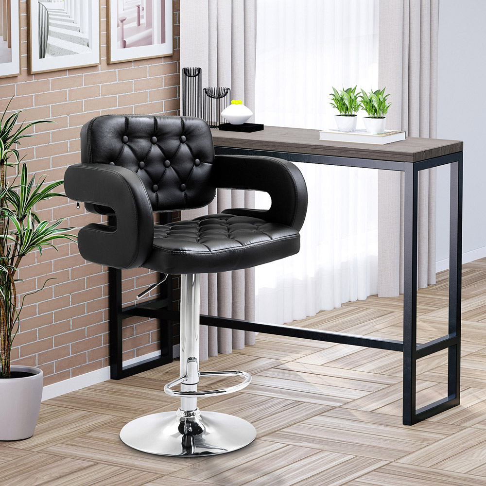 Portland Black PU Leather Height Adjustable Swivel Bar Stool Image 4
