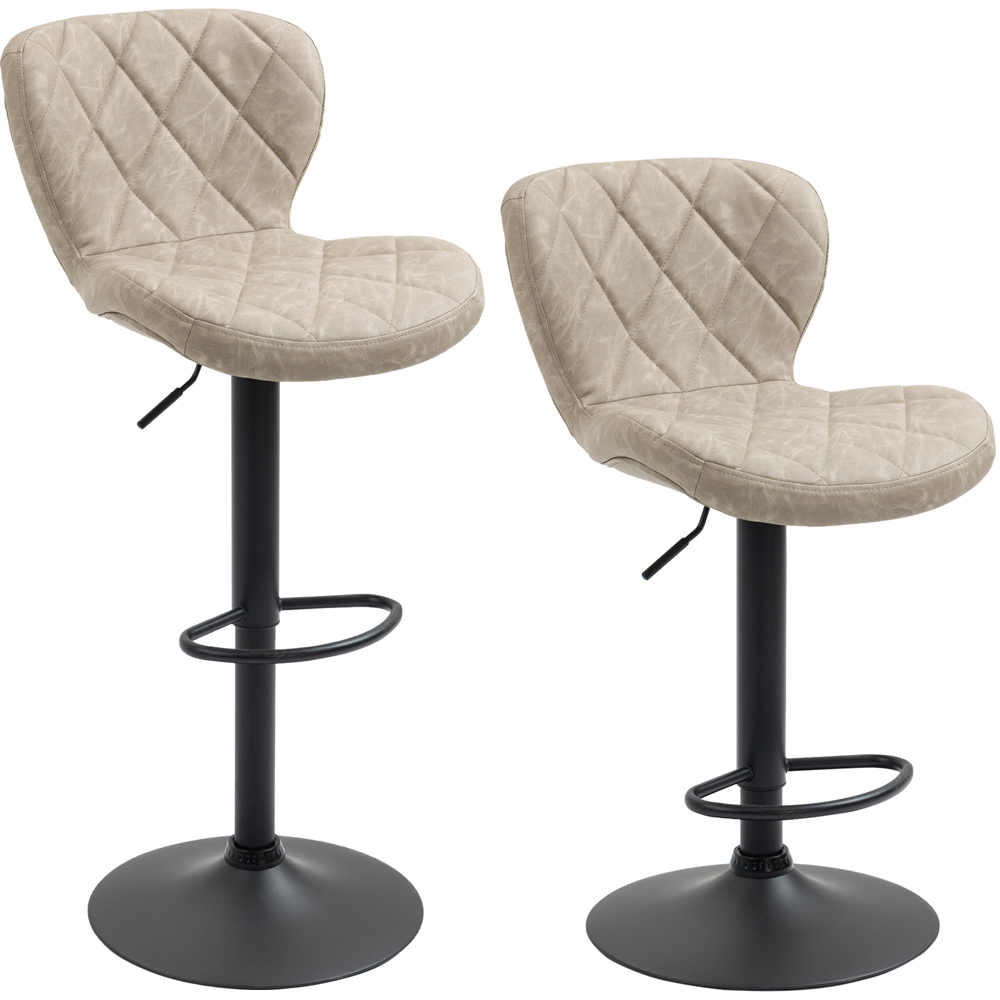 Portland Light Grey Height Adjustable Bar Stool Set of 2 Image 2