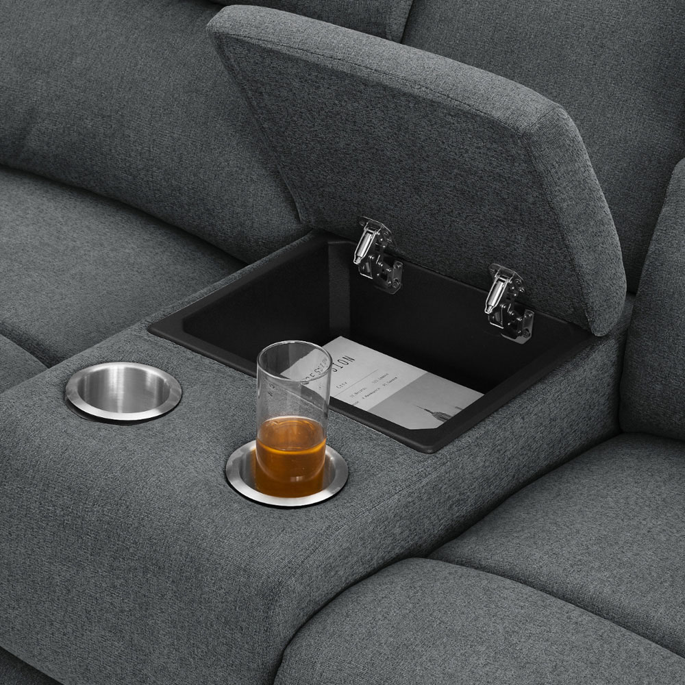 Home Detail Jacob 3 Seater Dark Grey Right Hand Chaise Manual Recliner Sofa Image 8