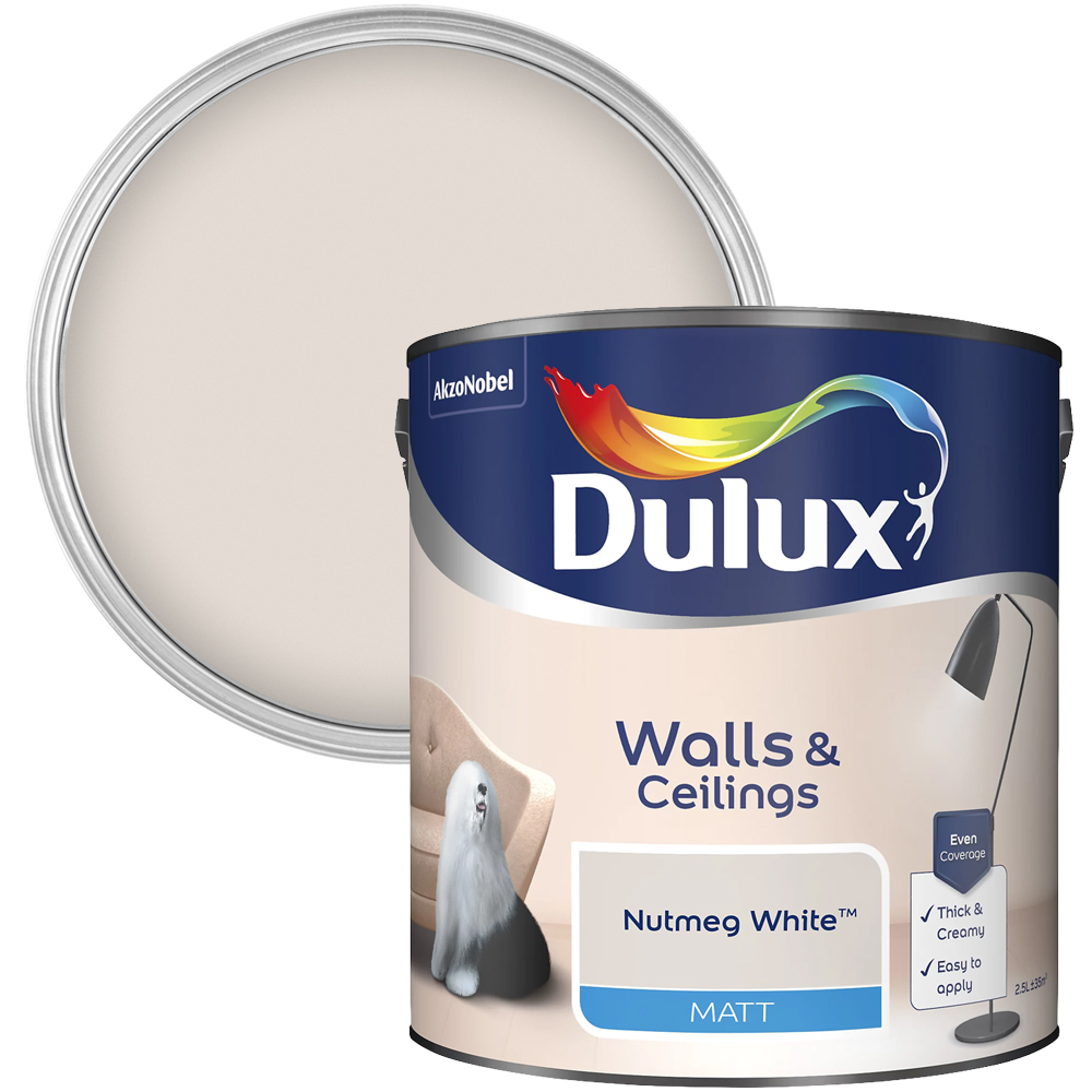 Dulux Matt Emulsion Paint Nutmeg White 2.5l Image 1