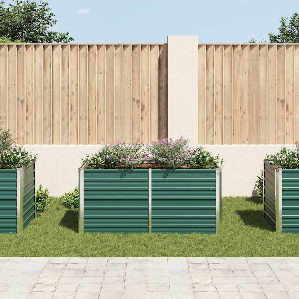 vidaXL Green Galvanised Steel Raised Garden Bed 160 x 80 x 77cm Image 2