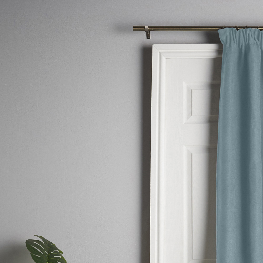 Alan Symonds Teal Velvet Chenille Fleece Lined Pencil Pleat Taped Top Curtains 137 x 213cm Image 8