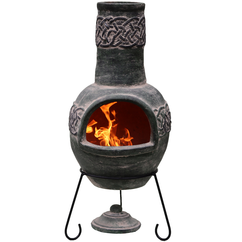 Gardeco Edyth Large Celtic Theme Mexican Chimenea with Stand and Lid Image 1