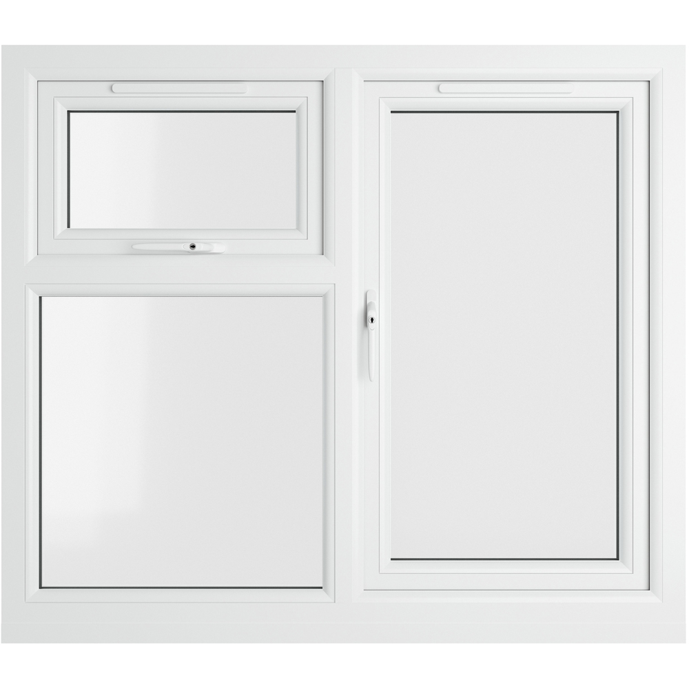 Crystal uPVC Double Glazed Window LH Side Hung and Top Opener Grey White Clear Glass 1190x1040mm Image 2