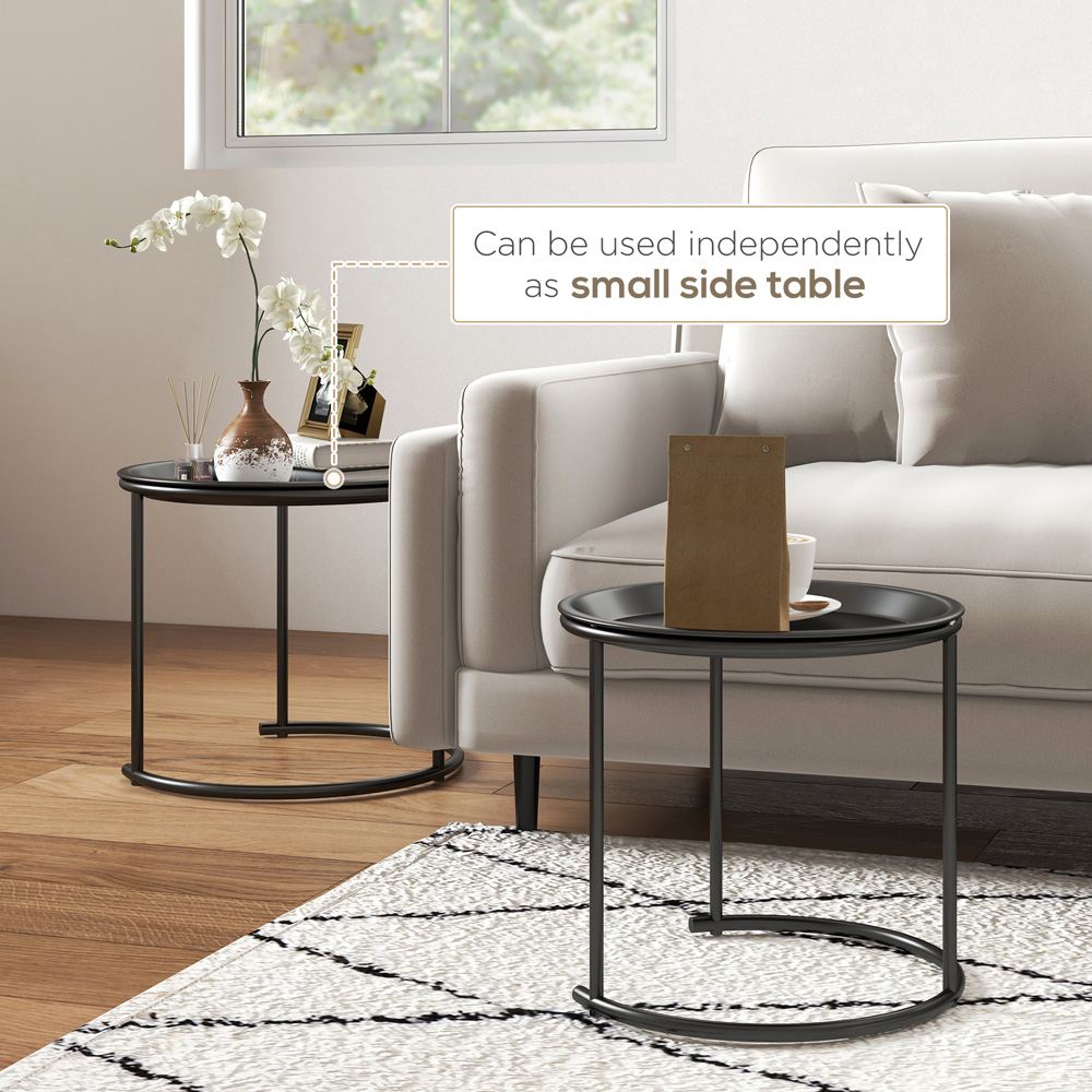 HOMCOM Black Nesting Side Tables Set of 2 Image 6