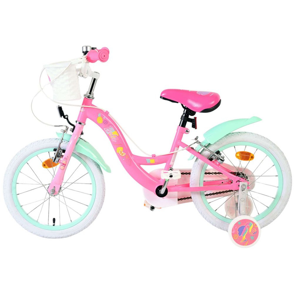 Volare Barbie Kids 16 inch Multicolour Bike with Stabilisers and Basket Image 5