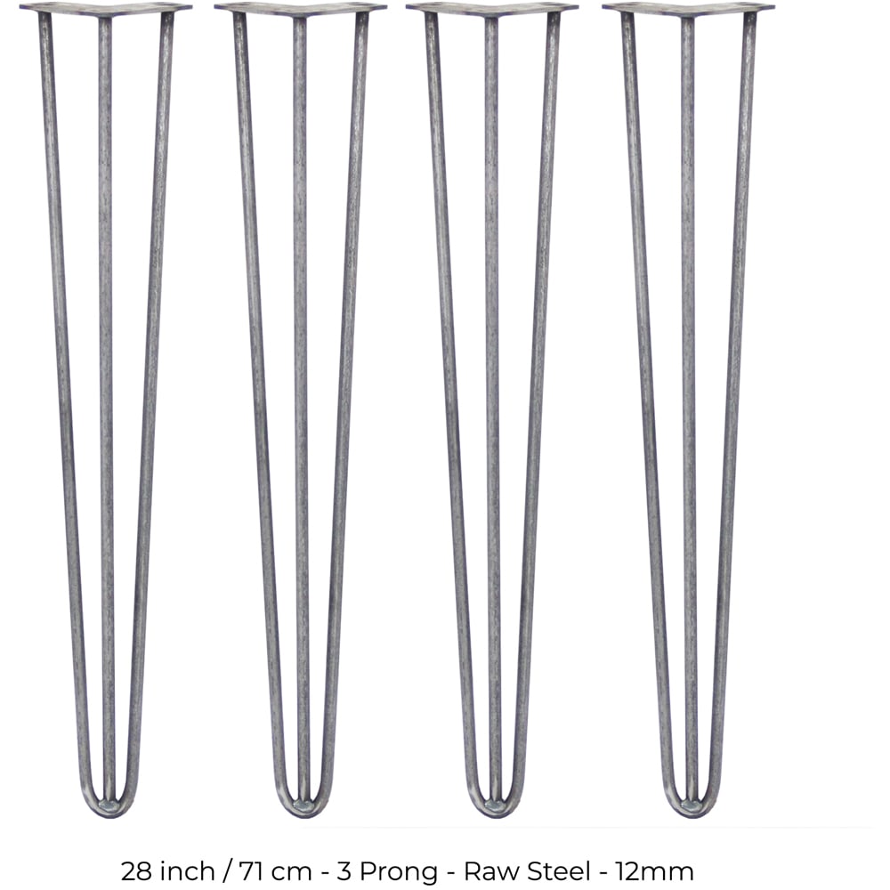MonsterShop 3 Prong Raw Steel Hairpin Leg 711mm 4 Pack Image 5