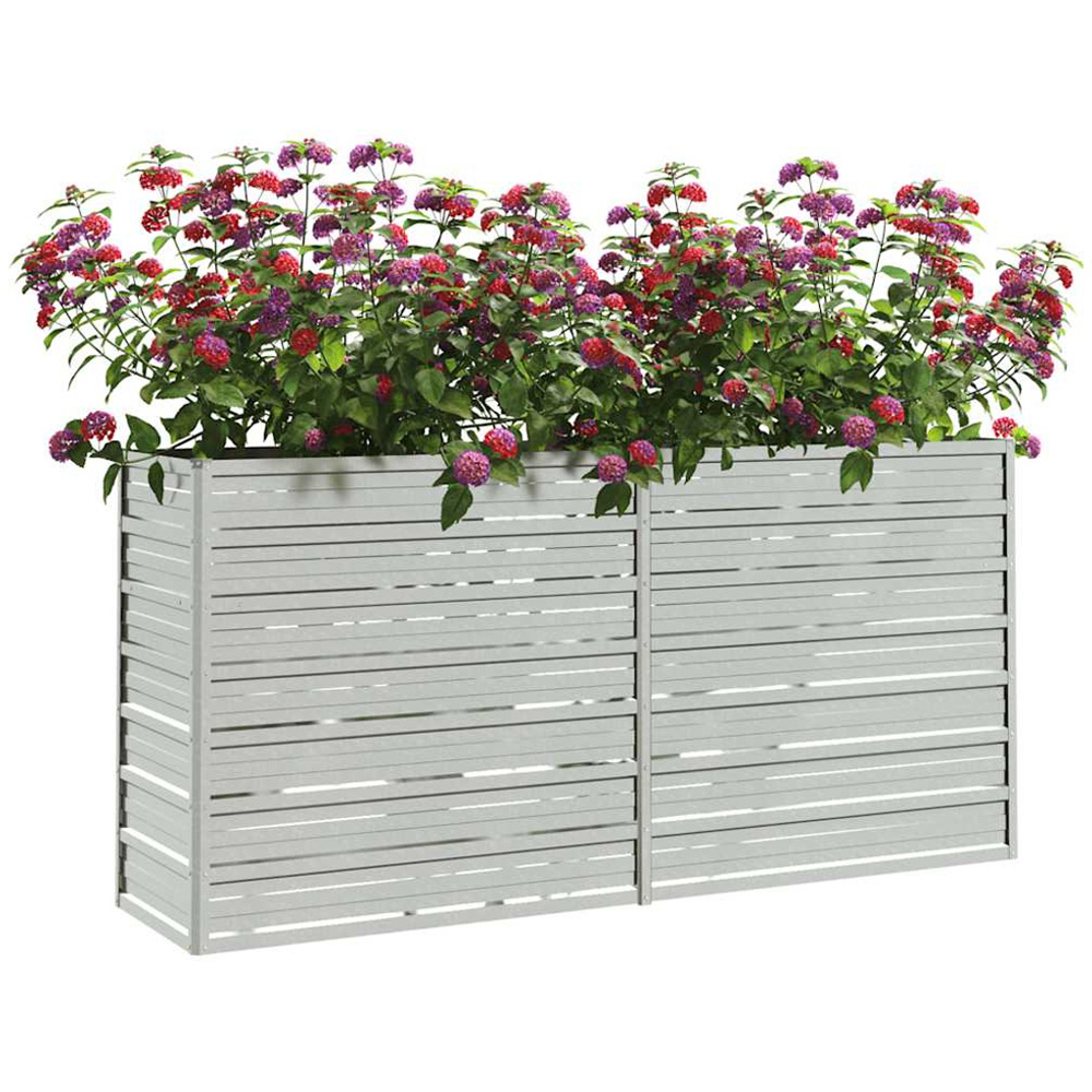 vidaXL Silver Galvanised Steel Raised Garden Bed 160 x 40 x 77cm Image 2