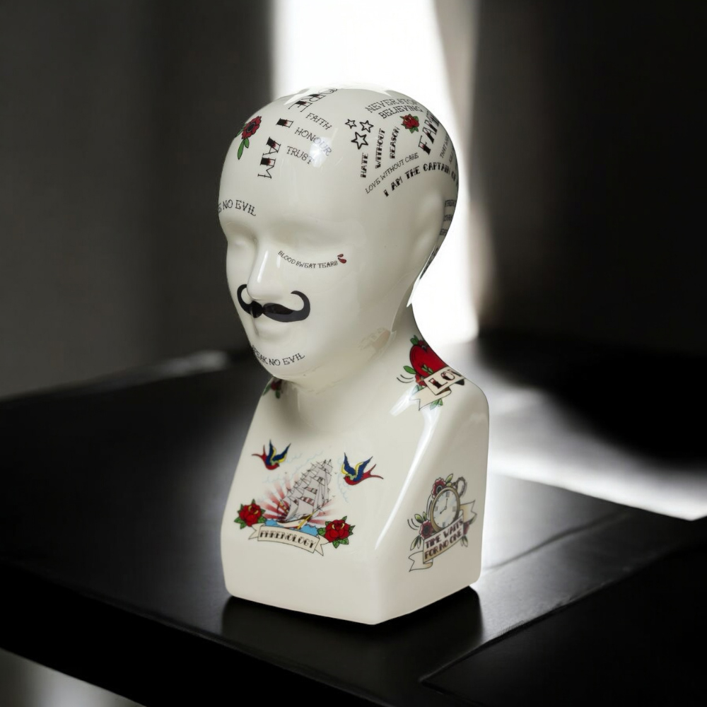 Acacia Home Cream Phrenology Head 8 inch Image 2