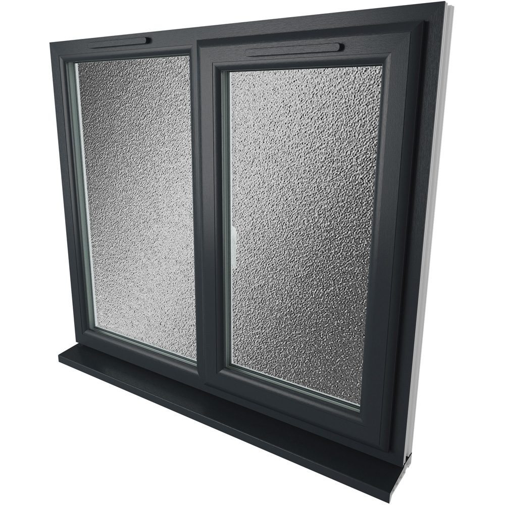 Crystal uPVC Double Glazed Window RH Side Hung Next to a Fixed Grey White Obscure Glass 1190x1115mm Image 9
