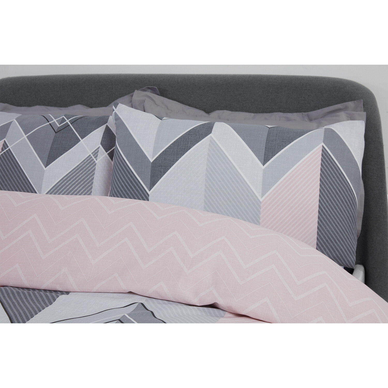 My Home Chevron Double Pink Duvet Set Image 3