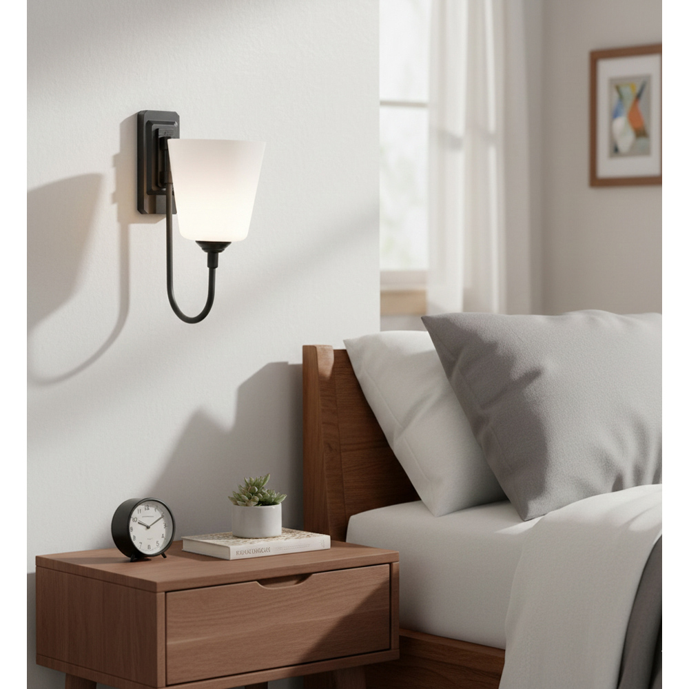 Avilo White Rotating Head Wall-Mounted USB Lamp with Remote Image 2