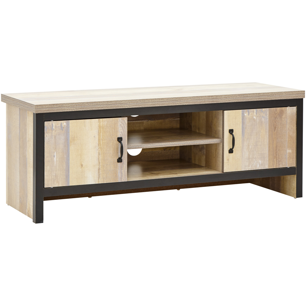 GFW Boston 2 Door 2 Shelf Oak TV Unit Image 2