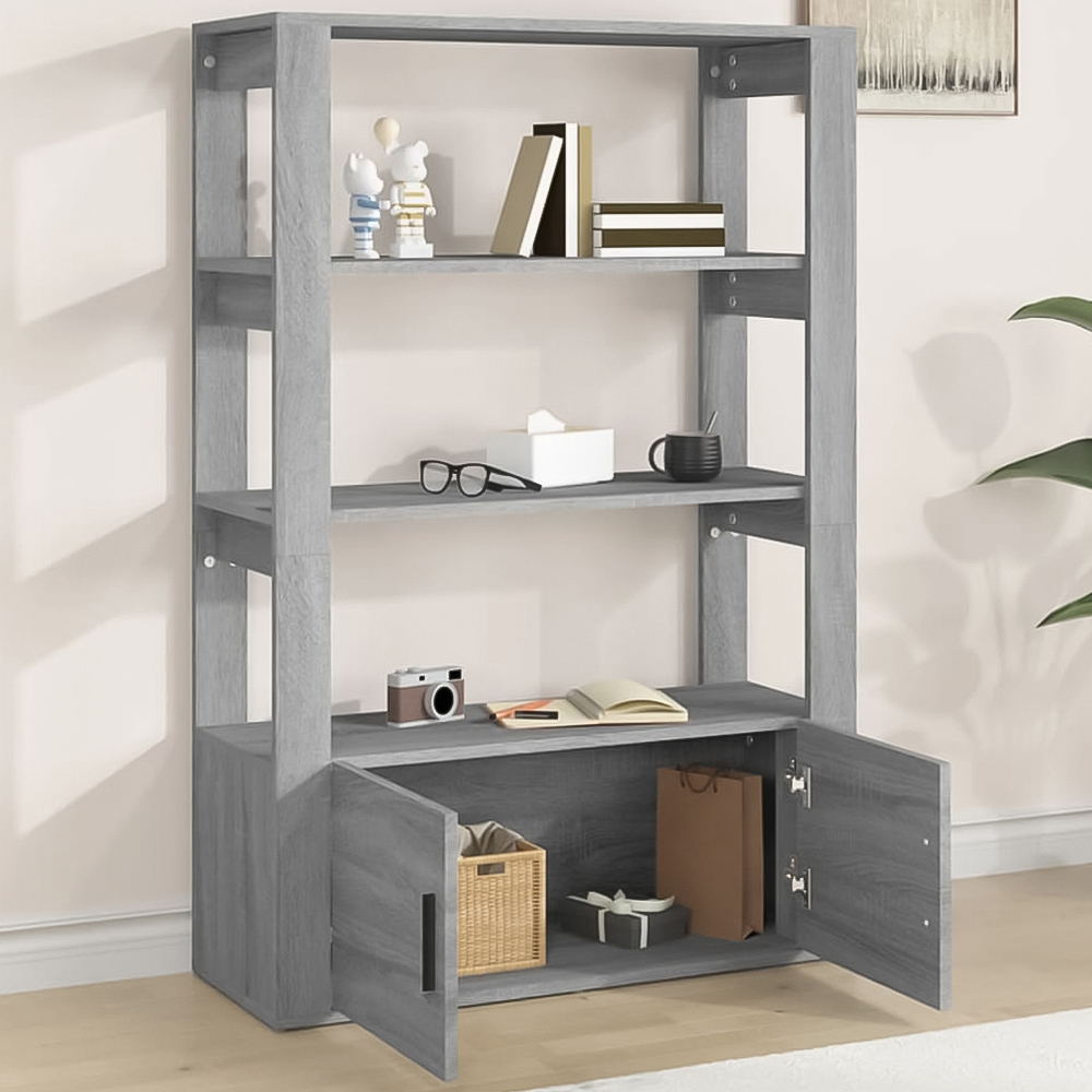 vidaXL 2 Door 3 Shelf Grey Sonoma Wooden Sideboard Image 1