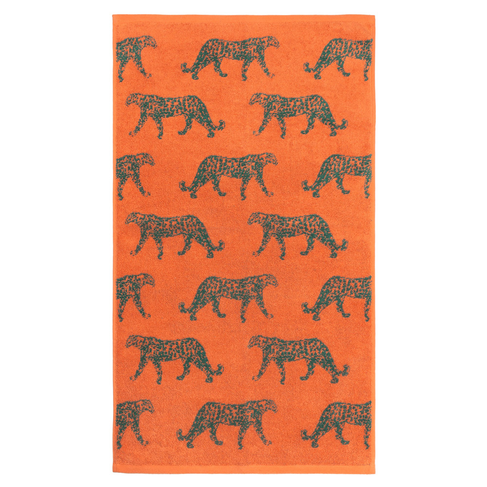 furn. Leopard Cotton Jacquard Orange Hand Towel Image 1