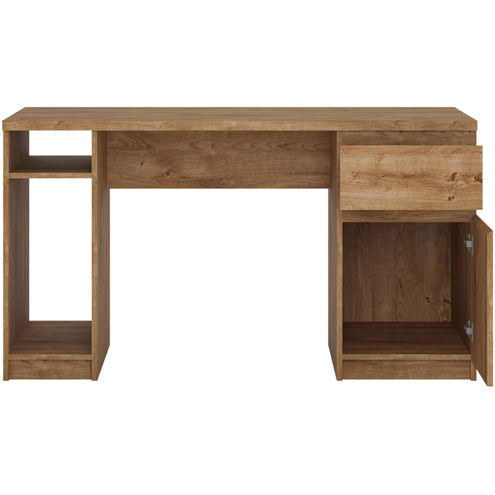 Florence Fribo Single Door Single Drawer Twin Pedestal Desk Oak Image 3