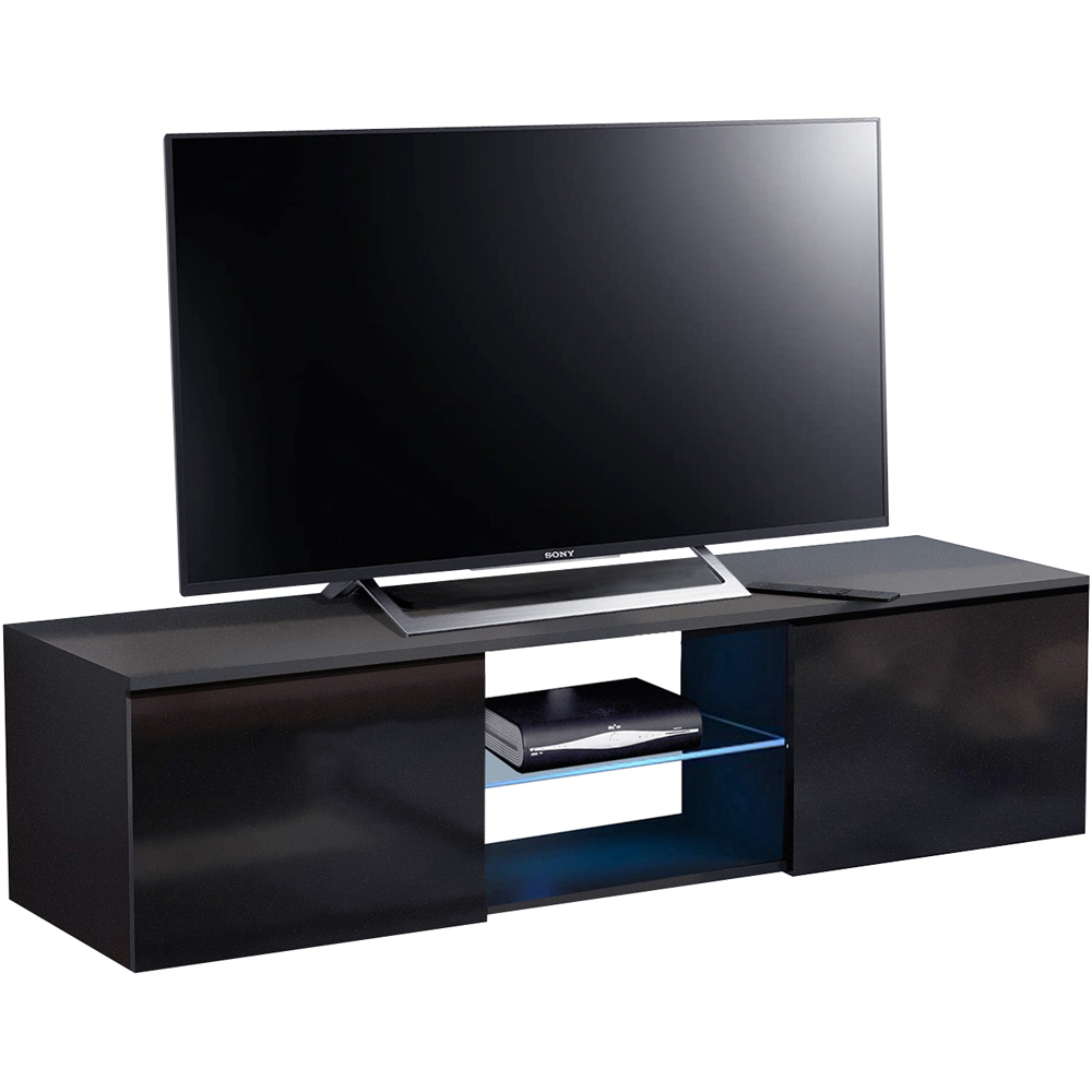 MDA Designs Ara 2 Door Black TV Cabinet with LED Lighting Image 3