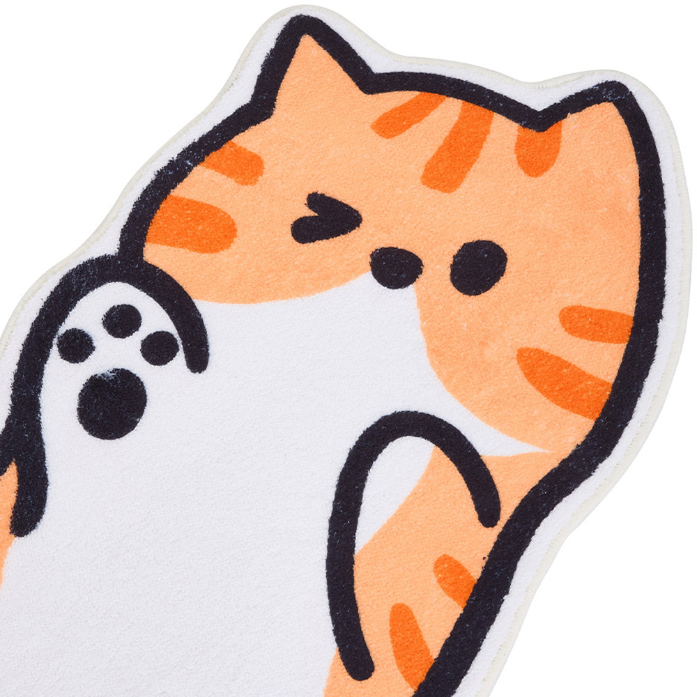 Living and Home Orange and White Cat-Shaped Non-Slip Runner Rug 120 x 39cm Image 3