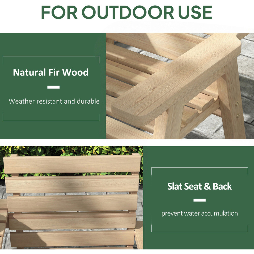 Outsunny 3 Seater Natural Wooden Convertible Garden Bench with Centre Table Image 4