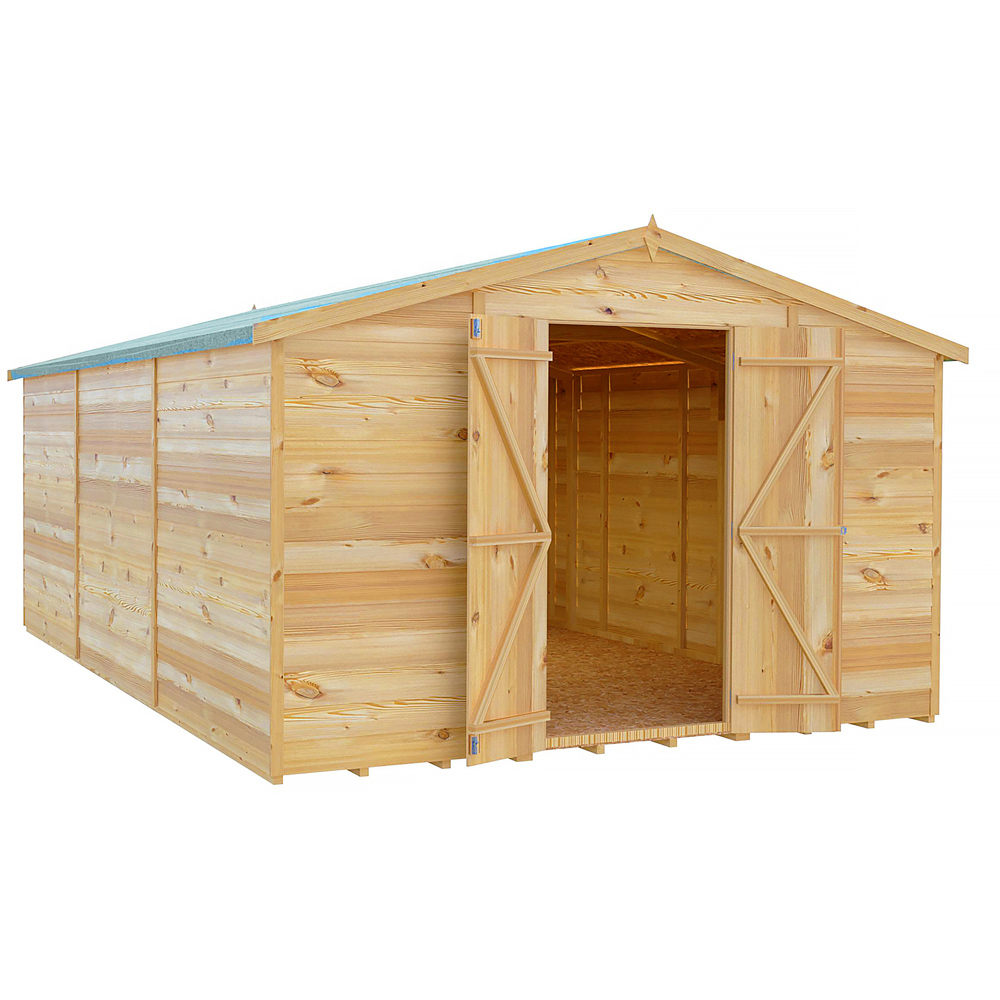 Shire 10 x 15ft Double Door Overlap Apex Wooden Shed Image 1