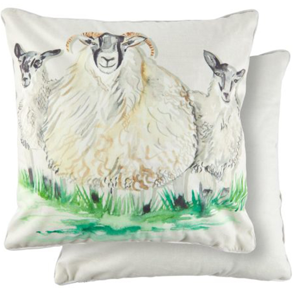 Serene Animal Watercolour Printed Sheep Cushion Cover 43 x 43cm Image