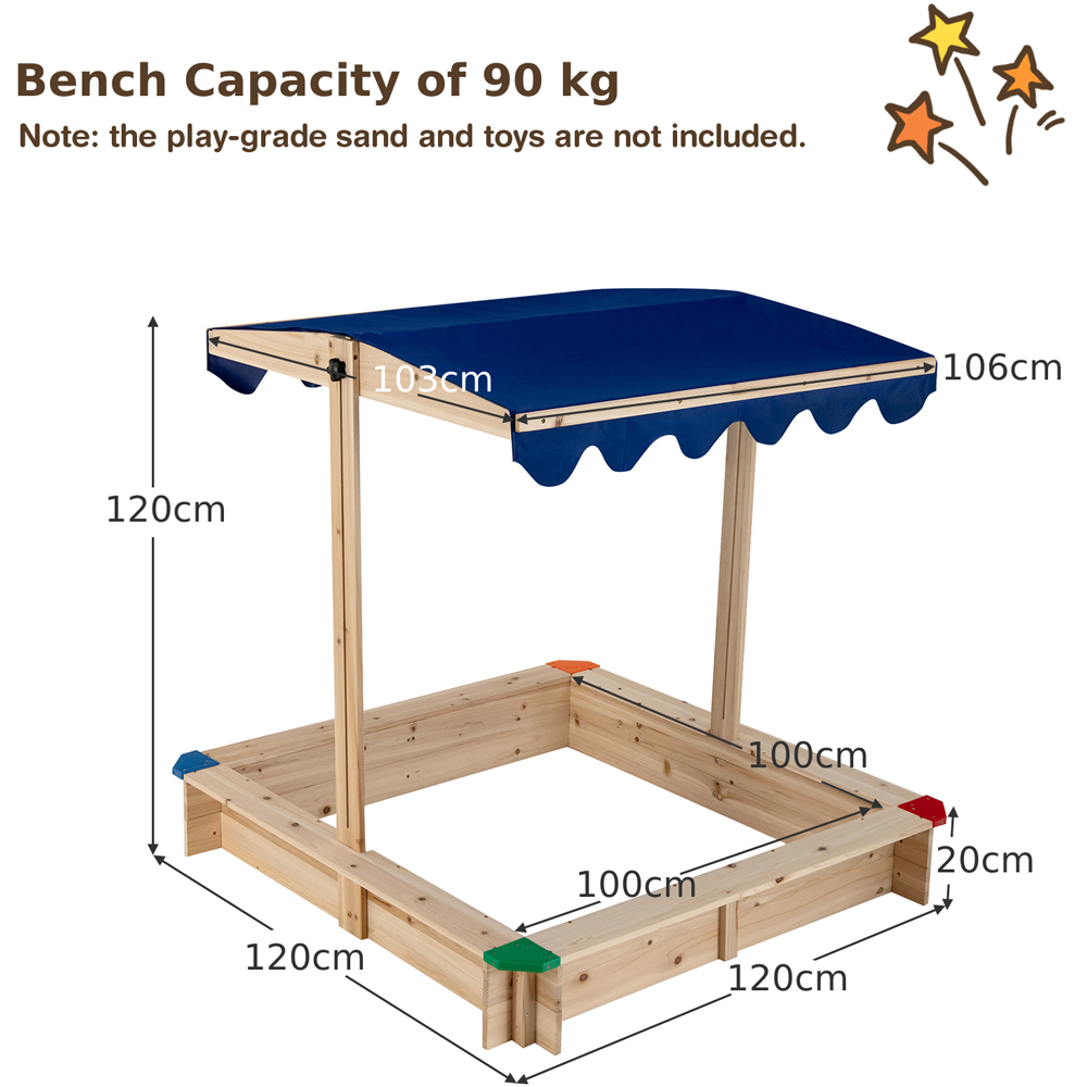 Costway Kids Wooden Sandbox with Protective Corners Image 9