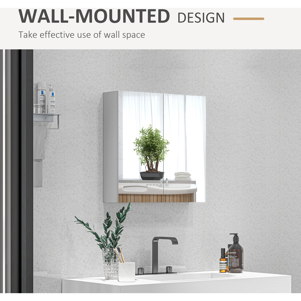 Kleankin 2 Door White Wall Mounted Mirrored Bathroom Storage Cupboard Image 4