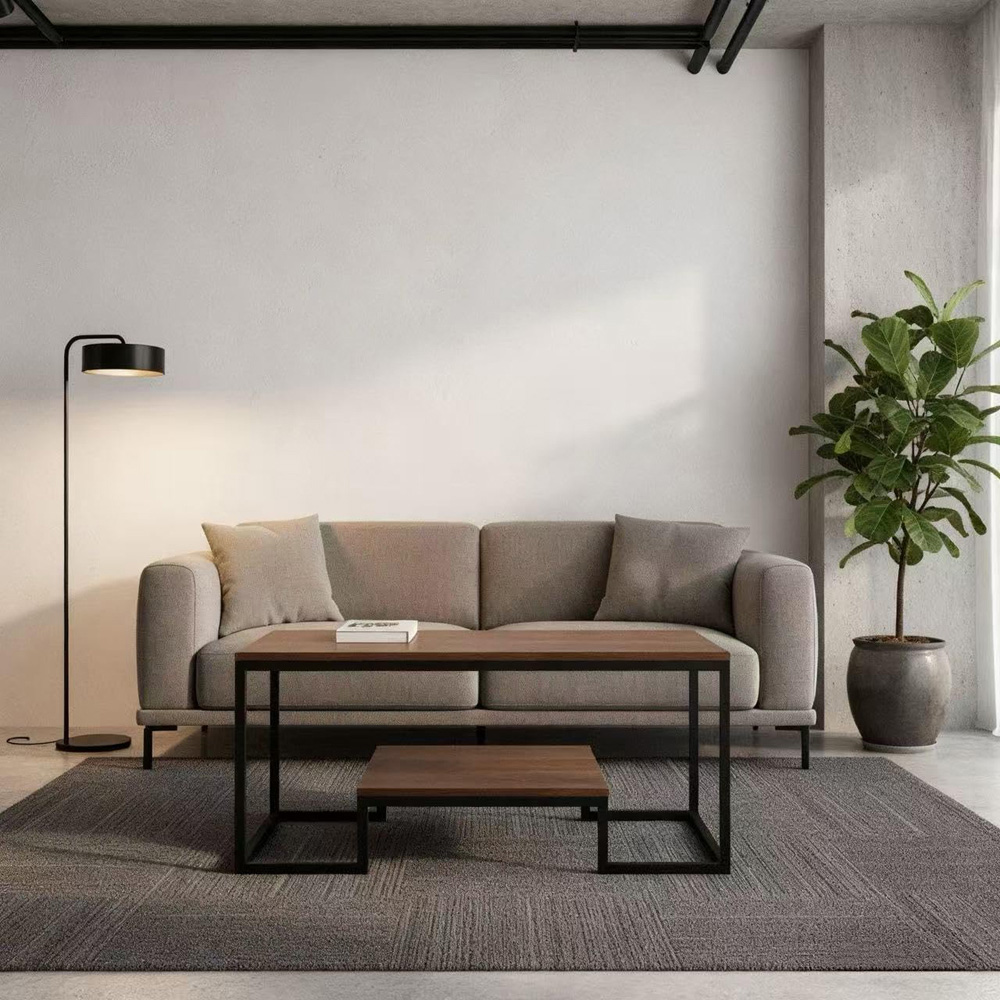 Alivio Single Shelf Brown Modern Industrial Coffee Table Image 3