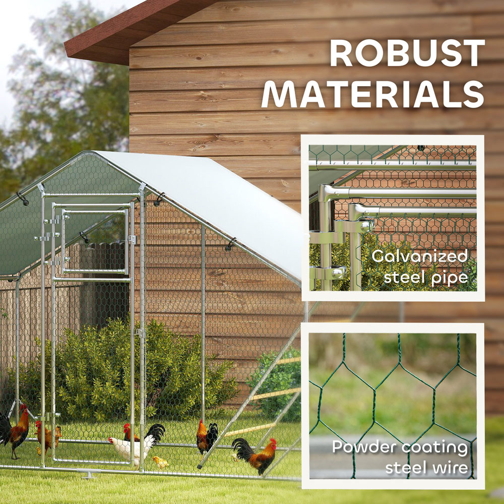 PawHut Walk In Chicken Run with Cover and Hanging Feeder Image 6