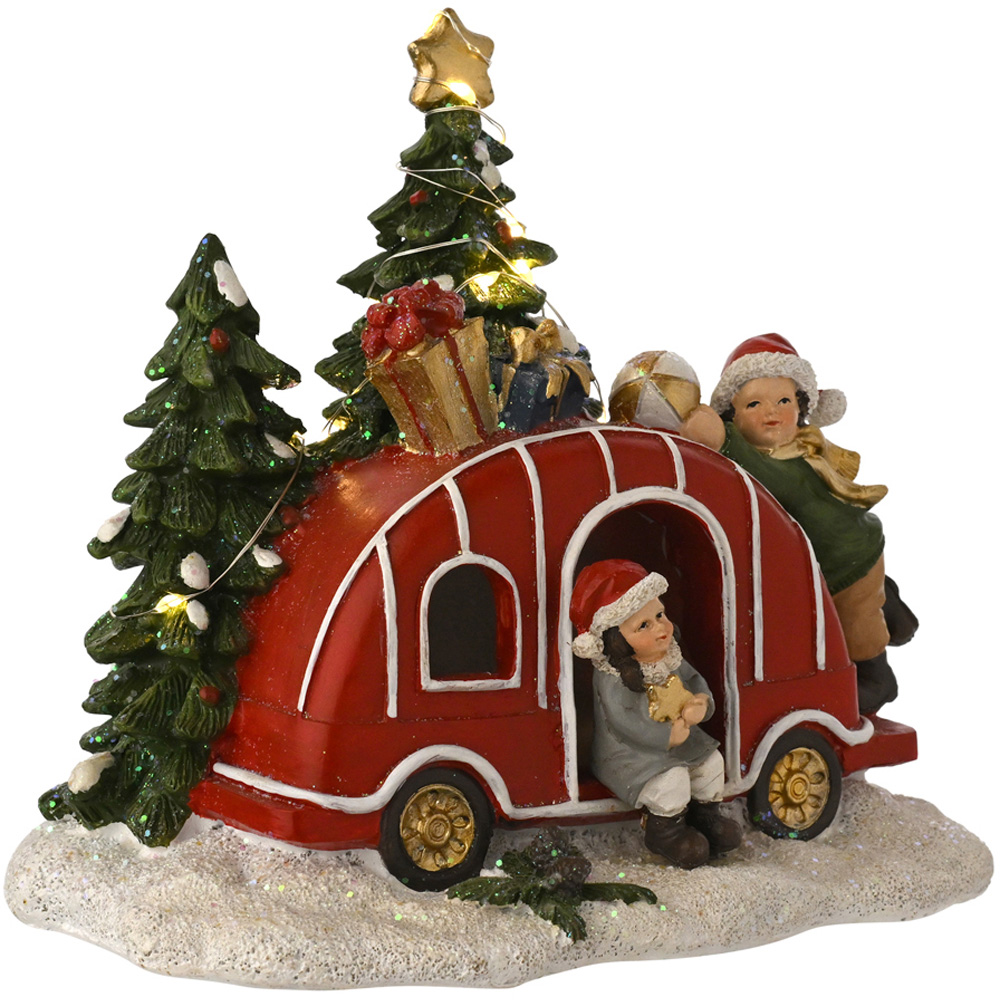 The Seasonal Gift Co Regal Tidings Light Up Christmas Caravan Decoration 16cm Image 2