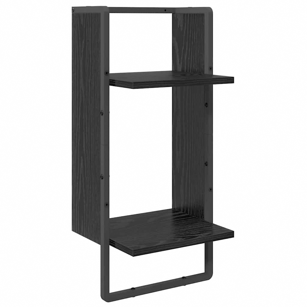vidaXL 5 Shelf Black Oak Wall Shelf Set of 4 Image 5