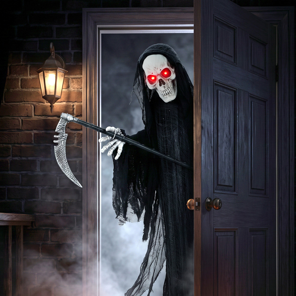 HOMCOM Light Up Life-Size Animated Grim Reaper Halloween Decoration 6ft Image 3