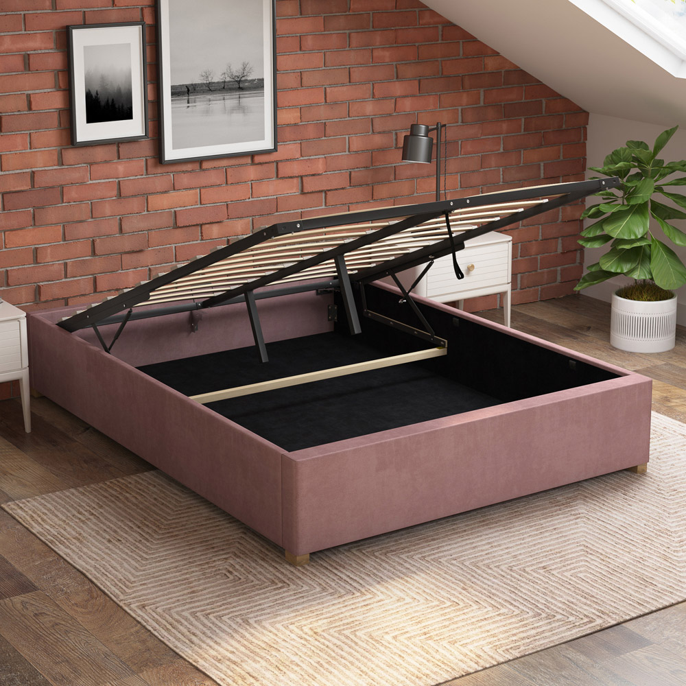 Aspire Furniture Double Blush Plush Platform Ottoman Bed Image 2
