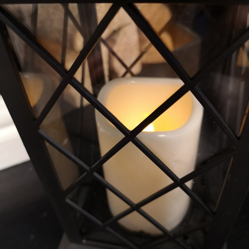 Samuel Alexander White LED Christmas Lantern with Flickering Candle Image 4