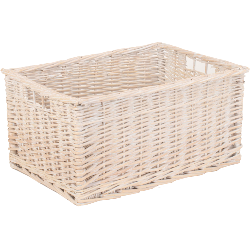 Red Hamper Extra Large White Wash Open Storage Basket Image 1