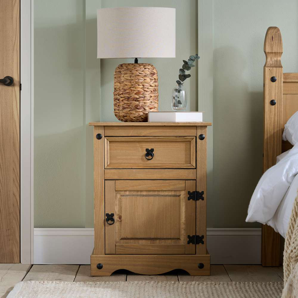 Corona Single Door Single Drawer Large Bedside Table Image 6
