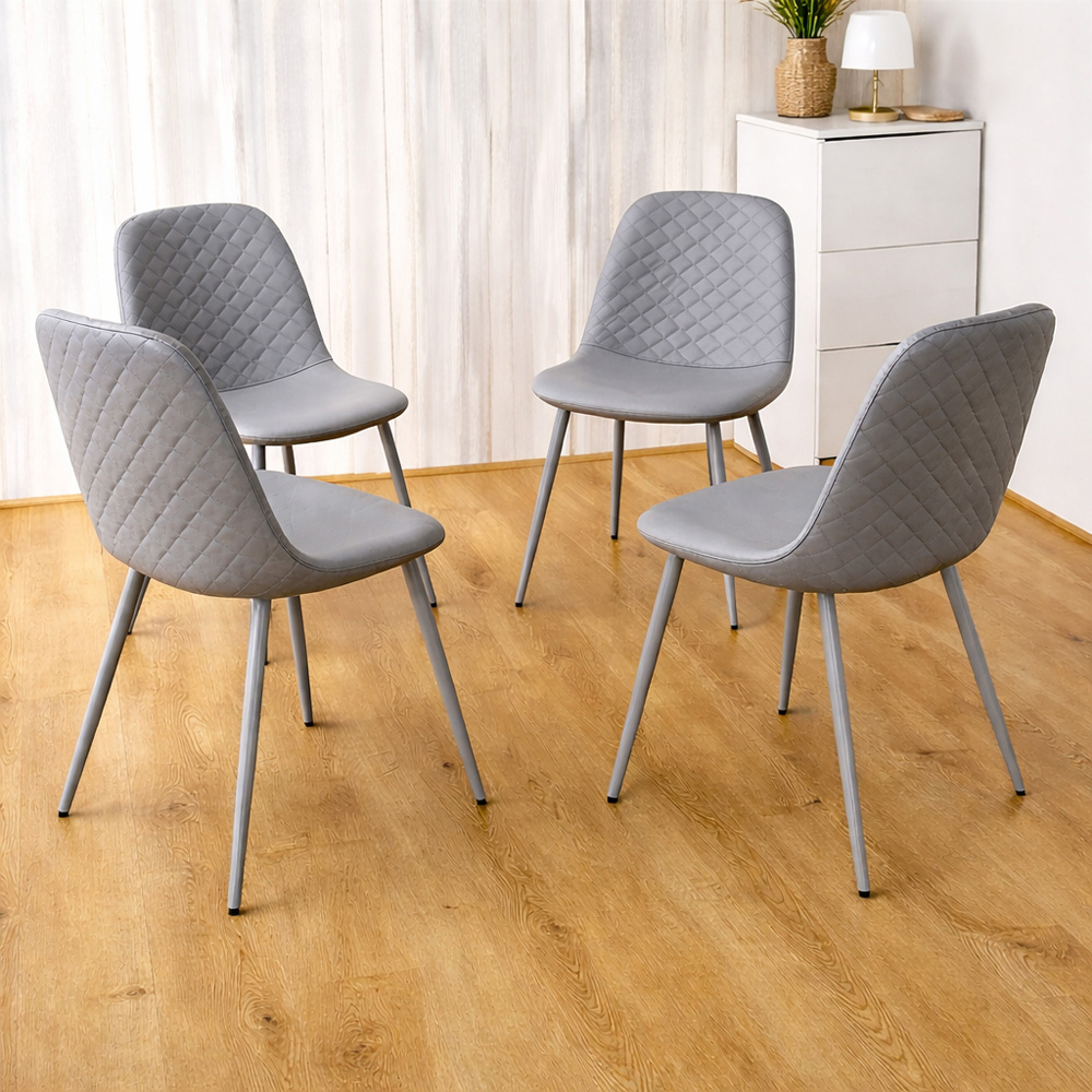 Kosy Koala Set of 4 Grey Faux Leather Gem Pattern Dining Chair Image 4